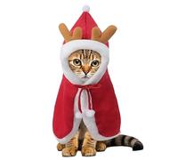 YJZQ Cape Noël pour Animaux de Compagnie Manteau à Capuche Velours avec Corne de Cerf - Déguisement fête Costume de Noël pour Petits Chiens Chats