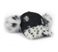 YJZQ Casquette Femme décor de Peluche - Femme Bonnet Streetwear Vintage à Jean Déchirée pour créer Petit Visage, Style Punk et Rétro