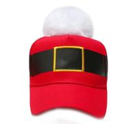 YJZQ Casquette Père de Noël Hiver Bonnet Rouge à pompon peluche Chapeau en velours pour costume de clown Adulte Chapeau chaud Halloween costume d'elfe Miss Santa
