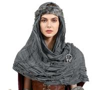 YJZQ Châle à Capuche Foulard Capote post-apocalyptique Châle médiéval Renaissance Écharpe Grande Cagoule Unisexe Serviette en Keffieh Outdoor 185x52CM