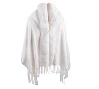 YJZQ Châle d'épaule Chaud Femme Écharpe 160CM Étole fausse fourrure Manteau de Soirée années 1920 Style Vintage pour Cérémonie Fête Cape Mariage Boléro Cape Viking