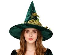 YJZQ Chapeau de sorcière Oz Verte Chapeau Pliable pour déguisement Sorcière Fée Magicien costume Halloween Noël Taille Unique