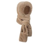 YJZQ Chapeau homme 3 en 1 Foulard 235CM Bonnet Coupe-Vent avec Poche à Mains Set hiver polaire Chapeau Peluche Ensemble Moufle Écharpe Cache-Cou Élégant