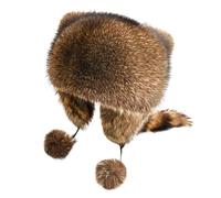 YJZQ Chapeau Souple Cache-Oreilles Chapka Forme Queue de Raton avec Pompom Hiver Casquette Unisexe pour Enfant (7-12ans) Joli Bonnet Brun Coupe-Vent en Peluche