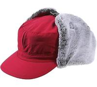 YJZQ Chapka à Visière Chapeau Femme Homme Chapeau d'hiver Sport Chapka Cache-Oreilles pour Cyclisme Ski Noël Casquette visière Chaud Doublure Peluche 58-60cm Rouge