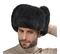 YJZQ Chapka Fausse Fourrure pour Homme Chapeau Cache Oreille Doublure épais Bonnet d'aviateur pour Moto Auto Ski Vélo