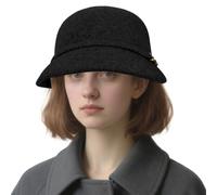 YJZQ Femmes Chapeau Cloche élégant Chapeau Melon Charleston année 20 Couvre-Chef Bonnet Feutre Style Vintage 56-58CM Noir