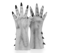YJZQ Gants de Diable Marine pour Halloween Gants à griffes Noir Gants de pattes Roi Démon de Glace Homme Gants Monstre Cosplay Mascarade Costume Gants Fantôme Latex Déguisement de Zombi 25CM