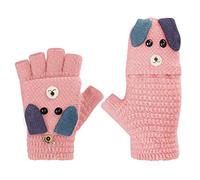 YJZQ Gants Tricoté Jacquard Épais Gants Fille Hiver en Laine Forme de Mignon Chiot avec Mofle Pliable Gants Femme Chauds Aimable Multifonctionnel pour Hiver et Printemps