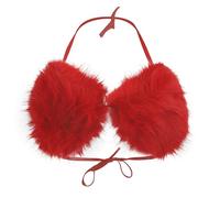 YJZQ Haut de Bikini pour Femme Soutien-Gorge avec Couche de Fausse Fourrure Amovible Bikini Bustier en Peluche Femme Bretelle Dos Nul Taille Libre