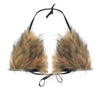 YJZQ Haut de Bikini pour Femme Soutien-Gorge avec Couche de Fausse Fourrure Amovible Bikini Bustier en Peluche Femme Bretelle Dos Nul Taille Libre