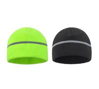 YJZQ Hiver Bonnet Polaire 2PCS Sports Toque de Sécurité Réfléchissant Visibilité pour Travail Extérieur, Cyclisme, Course Nuit, Bonnet Velours pour 14+