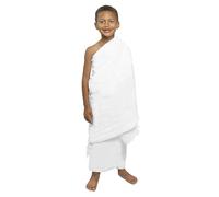 YJZQ Ihram Enfant Serviette Ehram Blanche Pure Set pour Pèlerinage Ensemble Tissage 660 g/m² Ahram Robe 2pcs Serviettes Omra pour Garçon Musulman - 76x155cm (Sans franges)