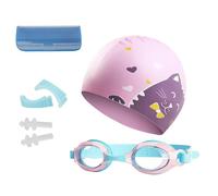YJZQ Lunette de nation + Bonnet de Bain en Silicone étanches et Anti-buée Set de Piscine Fille garçon Lunettes Protège Yeux réglable 45-55cm
