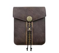 YJZQ Pochette carré Vintage Sac Ceinture Médiéval en Faux Cuir Bourse Scandinave Sac Banane Porte-dés pour Costume Médiéval Halloween