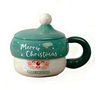 YJZQ Tasses à Café en Ceramique Mug Père de Noël avec couvercle 3D forme Bonnet de Noël 430ml Gobelet pour Lait Thé Chocolat Petit-Déjeuner