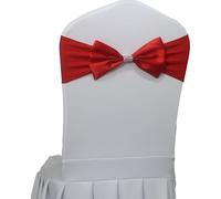 YKAFADE Lot de 10 nœuds de chaise extensibles avec curseur à boucle - Bandes élastiques - Décoration de chaise pour mariage, fête, banquet, cérémonie - Rouge