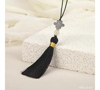 YKAFADE Lot de 10 pendentifs à glands, 15 cm, mini glands soyeux faits à la main, avec perles, pompons chinois, pour projets de bricolage, marque-page, sac, bijoux, bricolage, noir