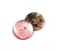 YKAFADE Lot de 30 boutons en nacre naturelle de 15 mm - Boutons ronds plats - 2 trous - Pour couture, bricolage, chemises, vestes, costumes, manteaux - Rose