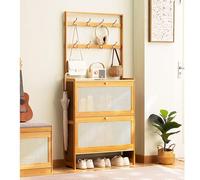 YKCITSQTR Armoires de Rangement à Chaussures Couloir en armoires Minces armoires de placards Minces ， Armoire de Rangement à Chaussures en Bambou avec Crochets et tiroirs Flip