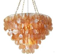 YKCITSQTR Chandelier d'escalier Brown Natural Sequhell Crystal Chandelier, Moderne Compatible avec la Salle à Manger, Rustic Plafing Plafond Pendant Lighting Foyer, être
