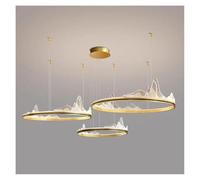 YKCITSQTR Chandelier, Nordic Light Luxury Acrylique Snow Mountain à Trois têtes Chandelier Chambre Salon Hôtel Lobby Créatif Moderne Éclairage LED (Noir, 3 Couleurs modifiables)