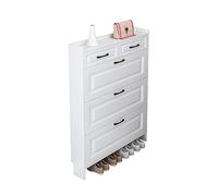 YKCITSQTR Rack à Chaussures d'économie d'espace avec Portes Armoire à Chaussures indépendantes étroites pour Le Rangement caché à 3 Niveaux pour Le Couloir et Le Salon (Couleur: Blanc)