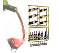 YKCITSQTR Rack à vin en Suspension, étagères à Barres à vin en métal étagères à Armoire d'alcool Mural étagère d'affichage avec Un Gril à vin et des Bandes Lumineuses à LED Mini-Bar étagères à Barres