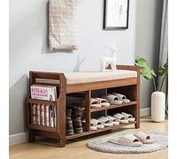 YKCITSQTR Rack de Chaussures en Bambou Naturel avec tiroir caché Banc de Rangement d'entrée Rustique à 3 Niveaux Grande Armoire à Chaussures pour Le vestiaire du Couloir d'entrée (39 "x19 x12