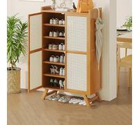 YKCITSQTR Rack de Chaussures en Bambou pour Chaussures E à 5 Niveaux avec Portes Rangement de Chaussures cachées pour Le Couloir Transparent des conceptions de Porte Armoire à Chaussures économiques.