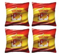 YKCLKSHKA Lot de 4 housses de coussin carrées avec motif drapeau de l'Espagne pour quatre saisons, confort et style, convient pour les chambres, les chambres d'amis, les chambres d'enfants, etc.