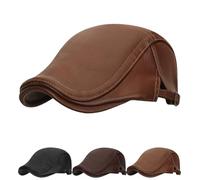 YKDLLF Bérets Plats en PU Cuir pour Hommes Réglable Casquette Chapeau Gavroche Cabbie Ivy Béret en Cuir PU Plate Peaky Conduite Newsboy Hat