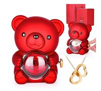 Ykgutilu Rose Eternelle,Ours en Roses pour la Saint-Valentin,Boîte et Collier de Roses Rotatives en Fleurs Préservées,Cadeau Femme,Cadeau de Saint-Valentin,Fête des Mères,Cadeau d'anniversaire