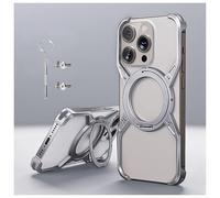 YKHBC Étui magnétique sans Cadre for iPhone 12 for MagSafe, Anneau Rotatif, béquille, Lunette Moins Fine, Pare-Chocs en métal Antichoc, Dissipation Thermique Minimaliste(Argent)