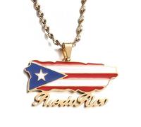 YKHBC Puerto Rico Map Necklace,Puerto Rico Map Pendant,PR Puerto Ricans Patriotic Jewelry Adjustable Chain Accessories Chain Gifts (19)