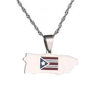 YKHBC Puerto Rico Map Necklace,Puerto Rico Map Pendant,PR Puerto Ricans Patriotic Jewelry Adjustable Chain Accessories Chain Gifts (16)