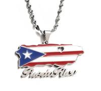 YKHBC Puerto Rico Map Necklace,Puerto Rico Map Pendant,PR Puerto Ricans Patriotic Jewelry Adjustable Chain Accessories Chain Gifts (22)