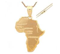 YKHBC Stainless Steel Africa Map Pendant Necklace for Women Men Hiphop Colorful Stainless Steel Map Pendant Necklace African Gift (Africa Model 1)