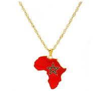YKHBC Stainless Steel Africa Map Pendant Necklace for Women Men Hiphop Colorful Stainless Steel Map Pendant Necklace African Gift (Morocco)