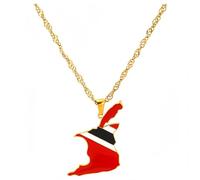 YKHBC Stainless Steel Africa Map Pendant Necklace for Women Men Hiphop Colorful Stainless Steel Map Pendant Necklace African Gift (Trinidad and Tobago)