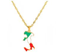 YKHBC Stainless Steel Africa Map Pendant Necklace for Women Men Hiphop Colorful Stainless Steel Map Pendant Necklace African Gift (Italy)