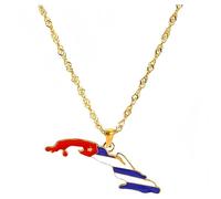 YKHBC Stainless Steel Africa Map Pendant Necklace for Women Men Hiphop Colorful Stainless Steel Map Pendant Necklace African Gift (Cuba)
