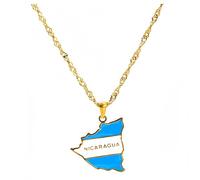 YKHBC Stainless Steel Africa Map Pendant Necklace for Women Men Hiphop Colorful Stainless Steel Map Pendant Necklace African Gift (Nicaragua)