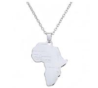 YKHBC Stainless Steel Africa Map Pendant Necklace for Women Men Hiphop Colorful Stainless Steel Map Pendant Necklace African Gift (Africa Model 3)