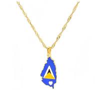 YKHBC Stainless Steel Africa Map Pendant Necklace for Women Men Hiphop Colorful Stainless Steel Map Pendant Necklace African Gift (Saint Lucia)