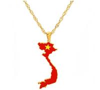 YKHBC Stainless Steel Africa Map Pendant Necklace for Women Men Hiphop Colorful Stainless Steel Map Pendant Necklace African Gift (Vietnam)