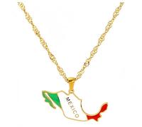 YKHBC Stainless Steel Africa Map Pendant Necklace for Women Men Hiphop Colorful Stainless Steel Map Pendant Necklace African Gift (Mexico)