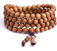 YKJGRTF Chapelet, bracelets de perles, 108 perles de prière en bois de santal naturel, collier de perles bouddhistes tibétaines, bijoux for couple(6mm)