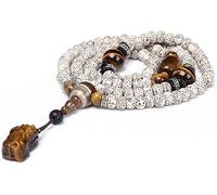 YKJGRTF Chapelet, bracelets de perles, 108 perles de prière Mala Bracelet en bois naturel Étoile Lune Bodhi Collier de méditation bouddhiste tibétain Bijoux Anniversaire(Black-7 * 9mm)
