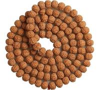 YKJGRTF Chapelet, bracelets de perles, bracelet enveloppé 108 véritables Rudraksha, collier chapelet prière à 5 visages Bouddha, méditation Japa Mala(Brown-10mm)